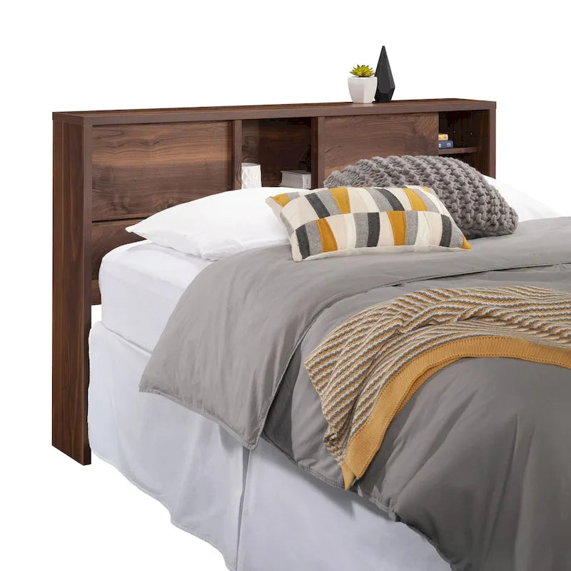 Bookcase Headboard with Sliding Door Storage — Full & Queen