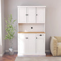 Buffet de cuisine moderne imitation grain de bois avec meuble pour micro-ondes et étagères réglables