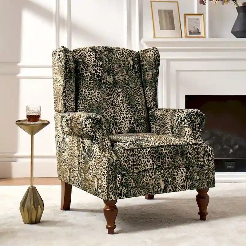 Traditional Animal Print Armchair with Rolled Arms & Nailhead Trim
