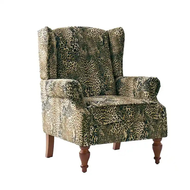 Traditional Animal Print Armchair with Rolled Arms & Nailhead Trim