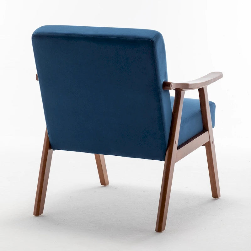 Mid-Century Modern Accent Chair with Thick Cushion & Wood Frame