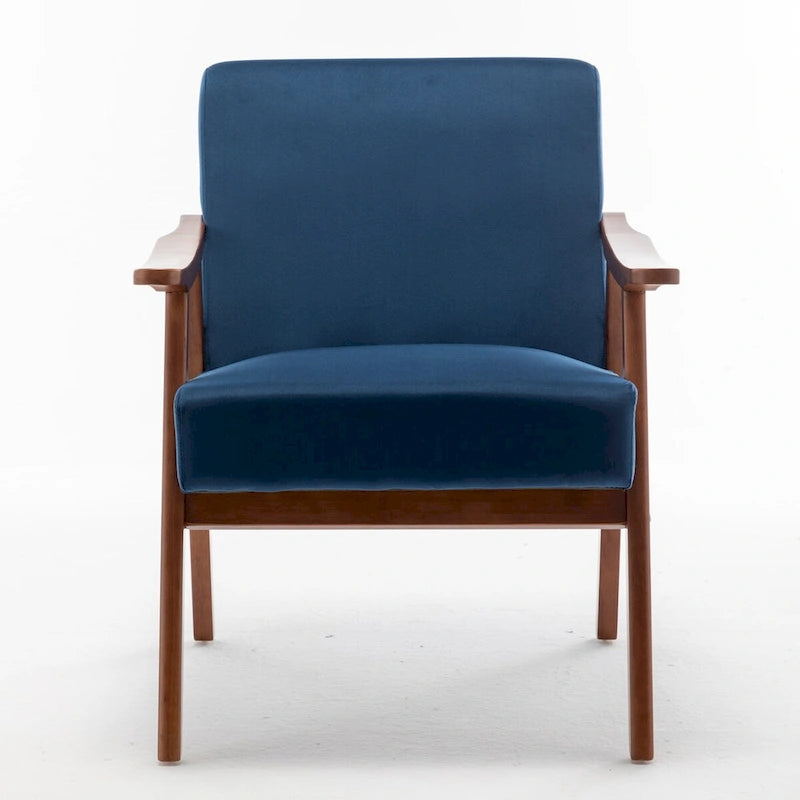 Mid-Century Modern Accent Chair with Thick Cushion & Wood Frame