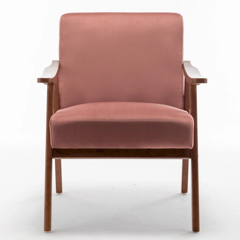 Mid-Century Modern Accent Chair with Thick Cushion & Wood Frame