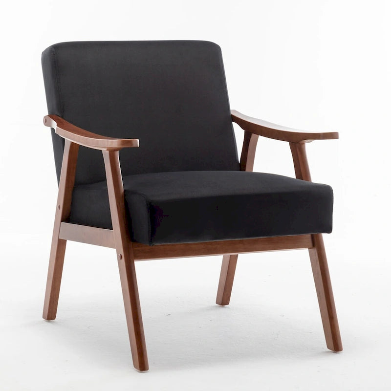 Mid-Century Modern Accent Chair with Thick Cushion & Wood Frame