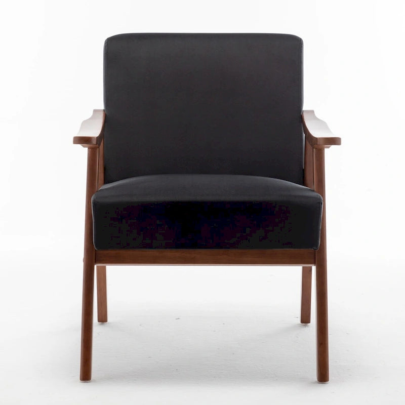 Mid-Century Modern Accent Chair with Thick Cushion & Wood Frame