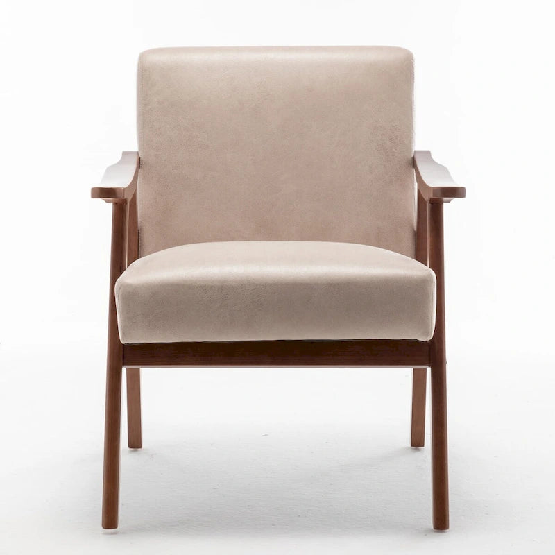 Mid-Century Modern Accent Chair with Thick Cushion & Wood Frame
