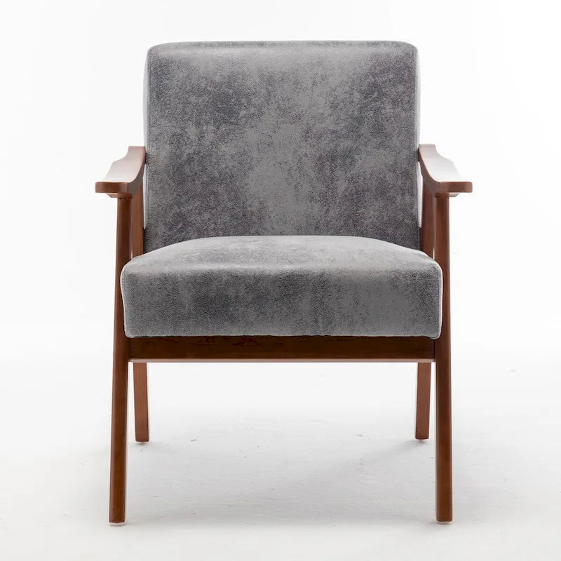 Mid-Century Modern Accent Chair with Thick Cushion & Wood Frame