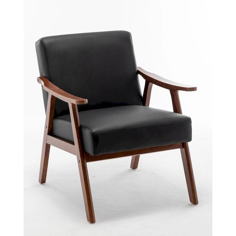 Mid-Century Modern Accent Chair with Thick Cushion & Wood Frame