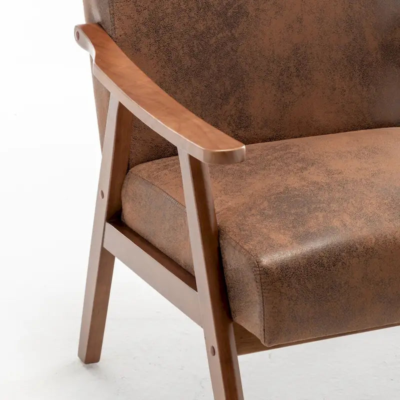 Mid-Century Modern Accent Chair with Thick Cushion & Wood Frame
