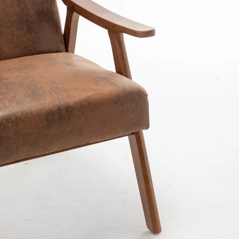 Mid-Century Modern Accent Chair with Thick Cushion & Wood Frame