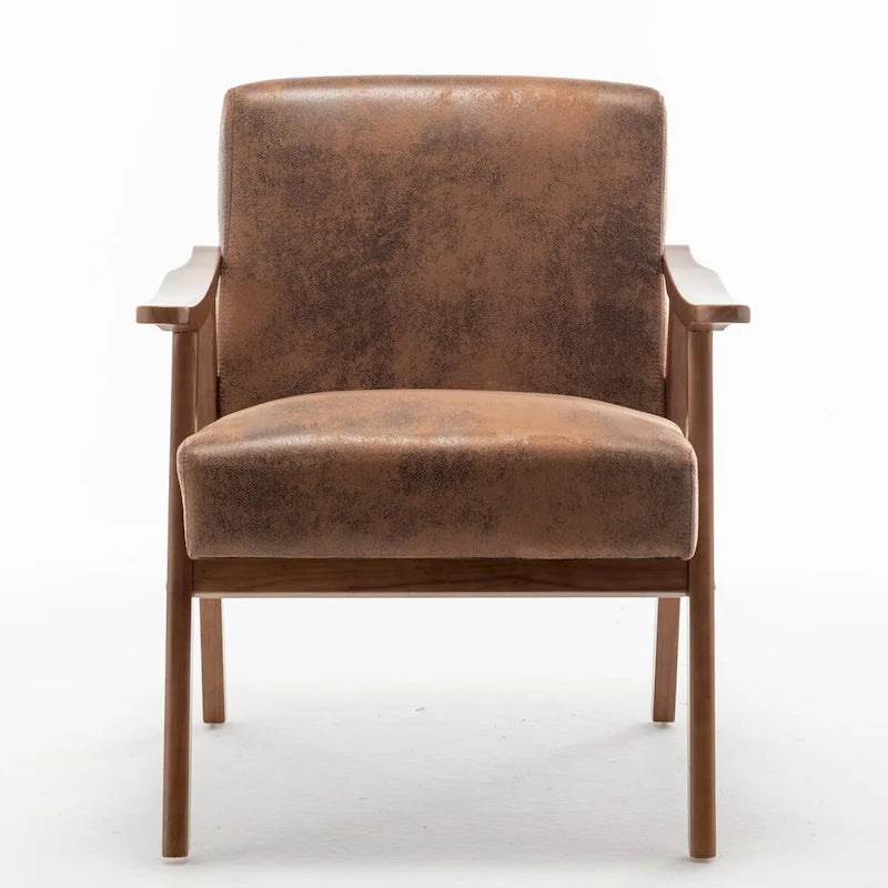 Mid-Century Modern Accent Chair with Thick Cushion & Wood Frame
