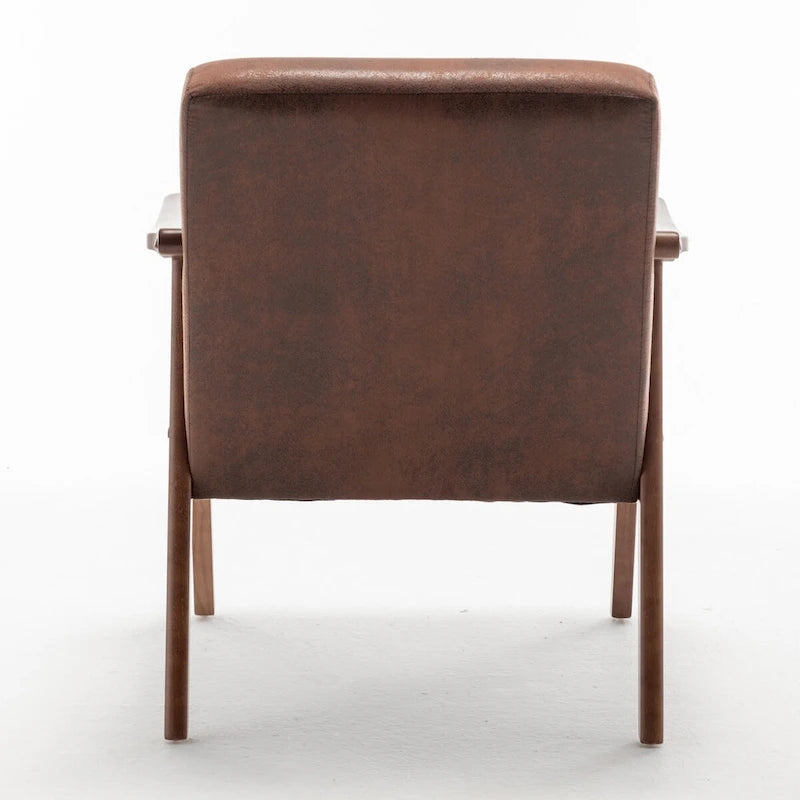 Mid-Century Modern Accent Chair with Thick Cushion & Wood Frame