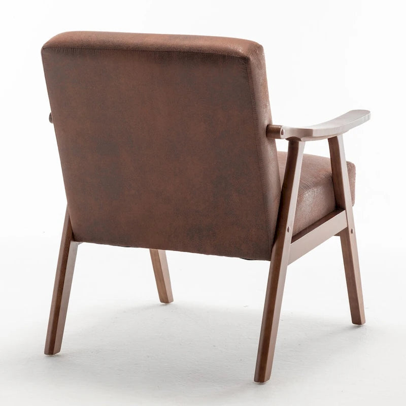Mid-Century Modern Accent Chair with Thick Cushion & Wood Frame