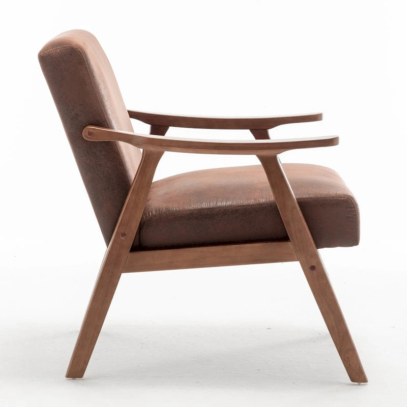 Mid-Century Modern Accent Chair with Thick Cushion & Wood Frame