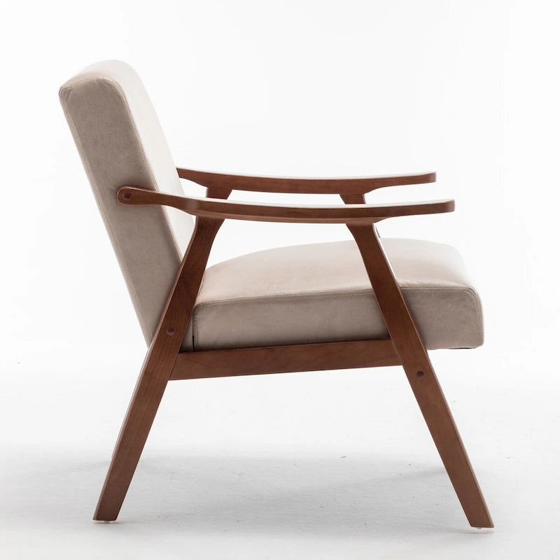 Mid-Century Modern Accent Chair with Thick Cushion & Wood Frame