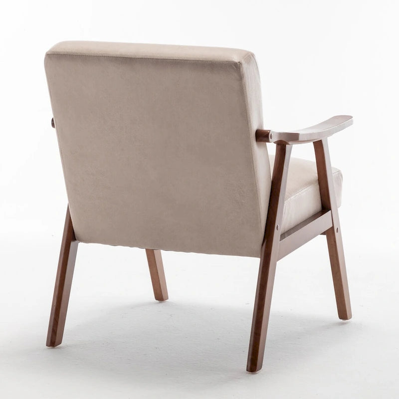 Mid-Century Modern Accent Chair with Thick Cushion & Wood Frame