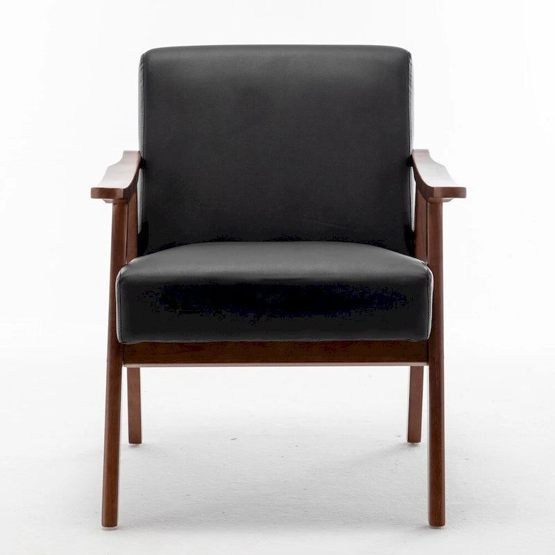Mid-Century Modern Accent Chair with Thick Cushion & Wood Frame