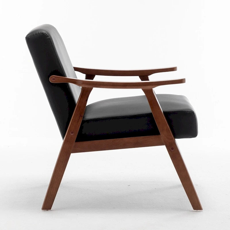 Mid-Century Modern Accent Chair with Thick Cushion & Wood Frame