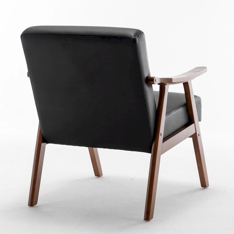 Mid-Century Modern Accent Chair with Thick Cushion & Wood Frame