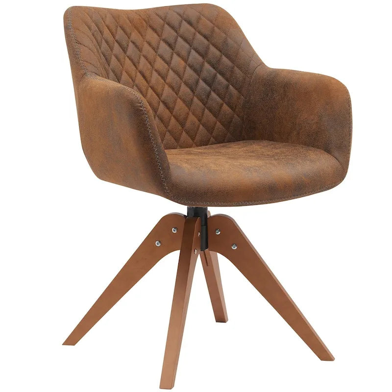 360° Swivel Fabric Accent Armchair with Oak Wood Legs