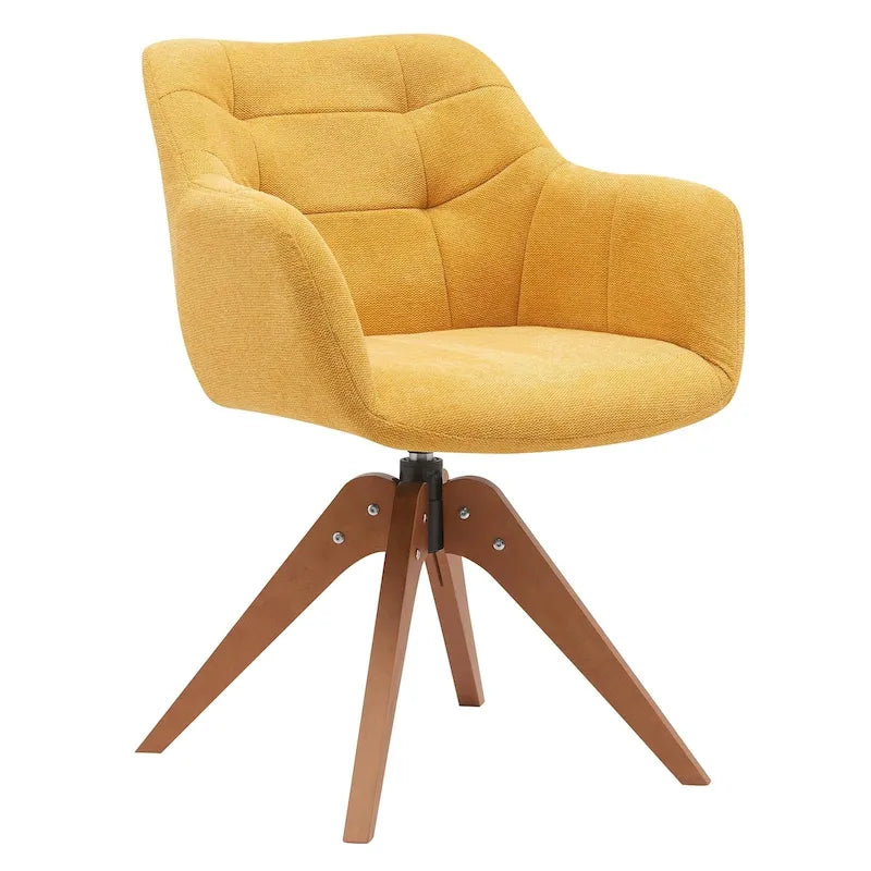 360° Swivel Fabric Accent Armchair with Oak Wood Legs