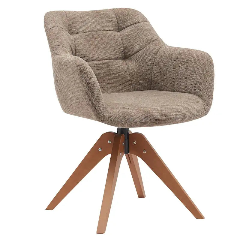 360° Swivel Fabric Accent Armchair with Oak Wood Legs