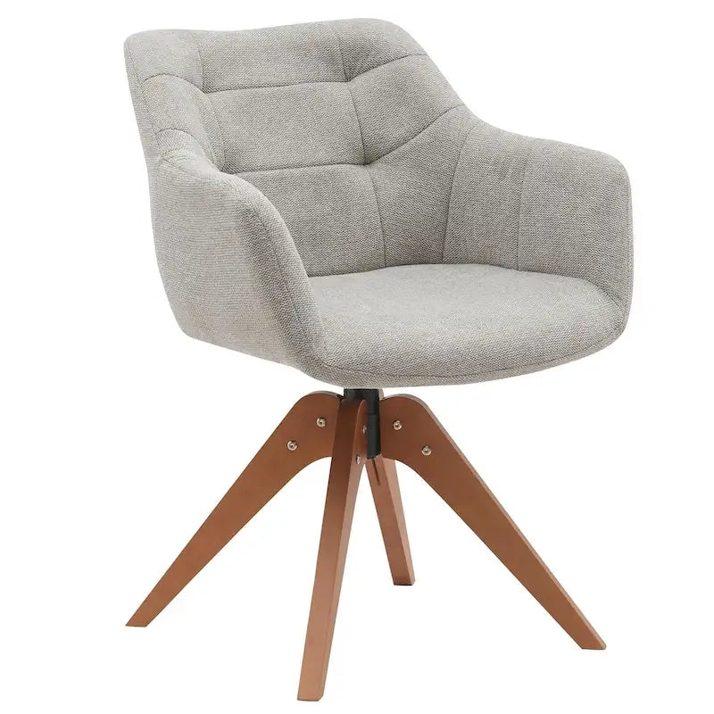 360° Swivel Fabric Accent Armchair with Oak Wood Legs