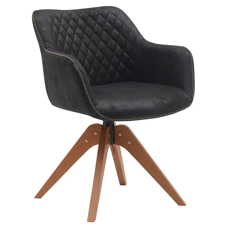 360° Swivel Fabric Accent Armchair with Oak Wood Legs
