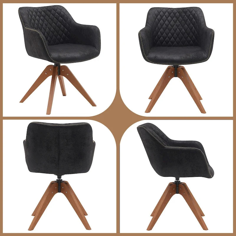 360° Swivel Fabric Accent Armchair with Oak Wood Legs