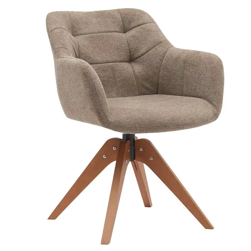 360° Swivel Fabric Accent Armchair with Oak Wood Legs