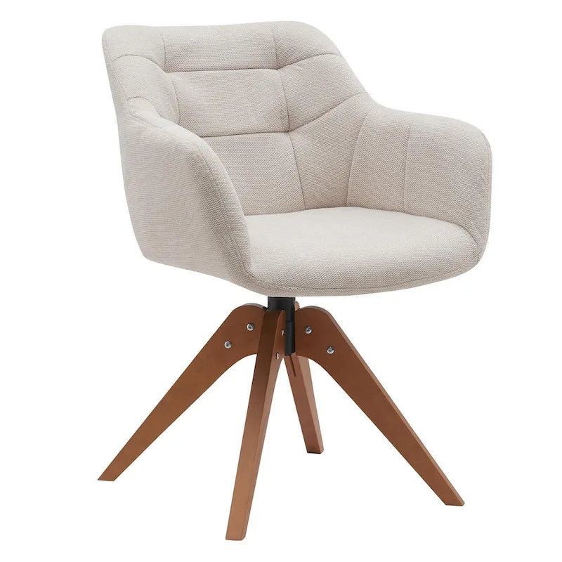 360° Swivel Fabric Accent Armchair with Oak Wood Legs