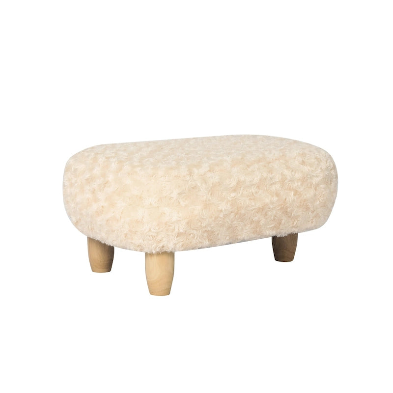 U-Shape Fabric Ottoman Footstool with Wood Legs
