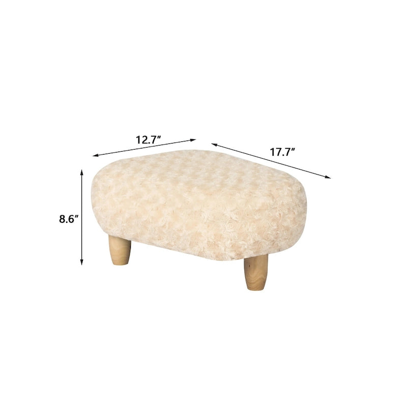 U-Shape Fabric Ottoman Footstool with Wood Legs