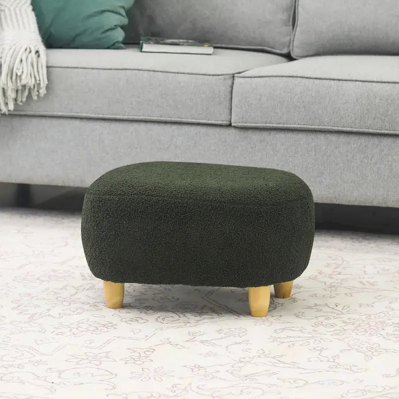 U-Shape Fabric Ottoman Footstool with Wood Legs