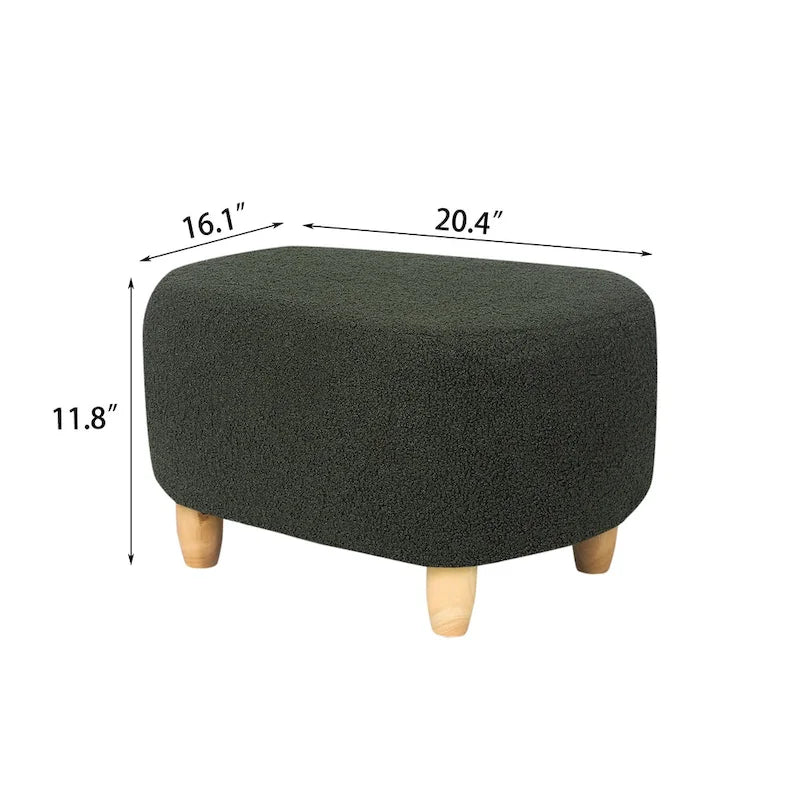 U-Shape Fabric Ottoman Footstool with Wood Legs
