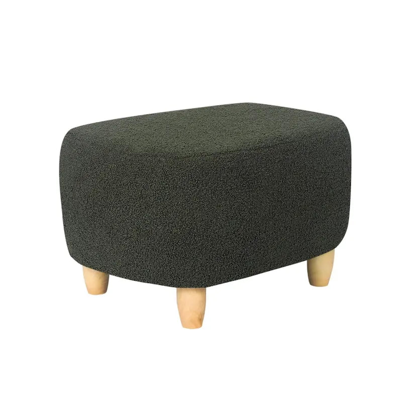 U-Shape Fabric Ottoman Footstool with Wood Legs