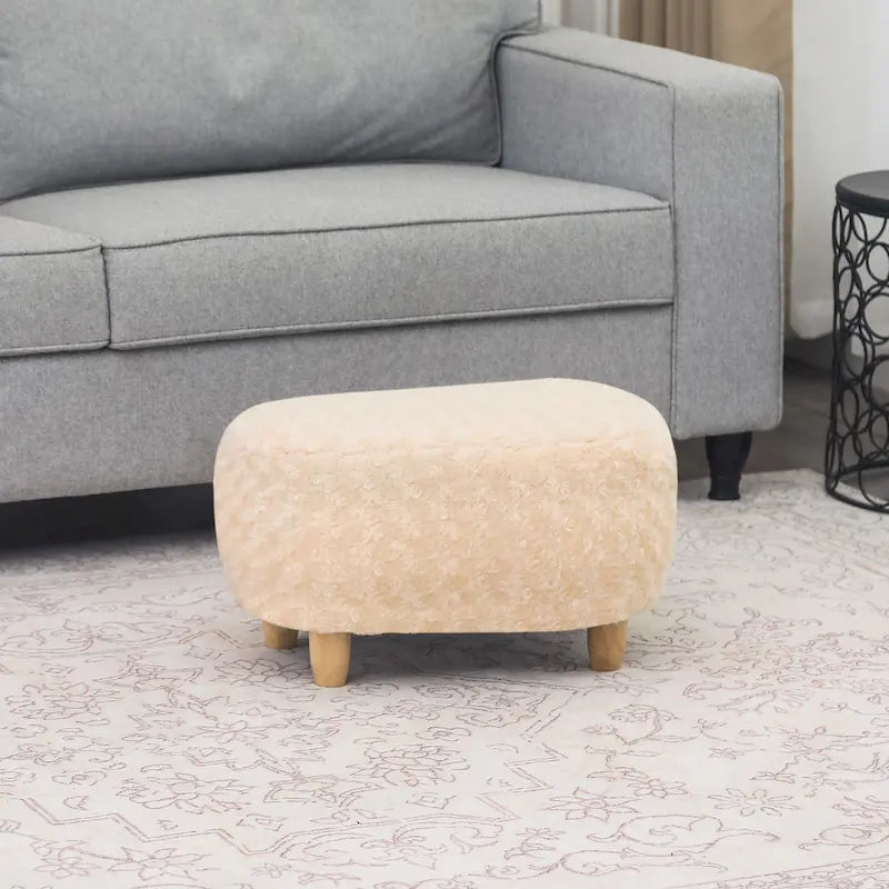 U-Shape Fabric Ottoman Footstool with Wood Legs