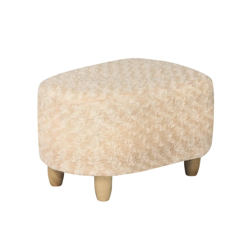 U-Shape Fabric Ottoman Footstool with Wood Legs