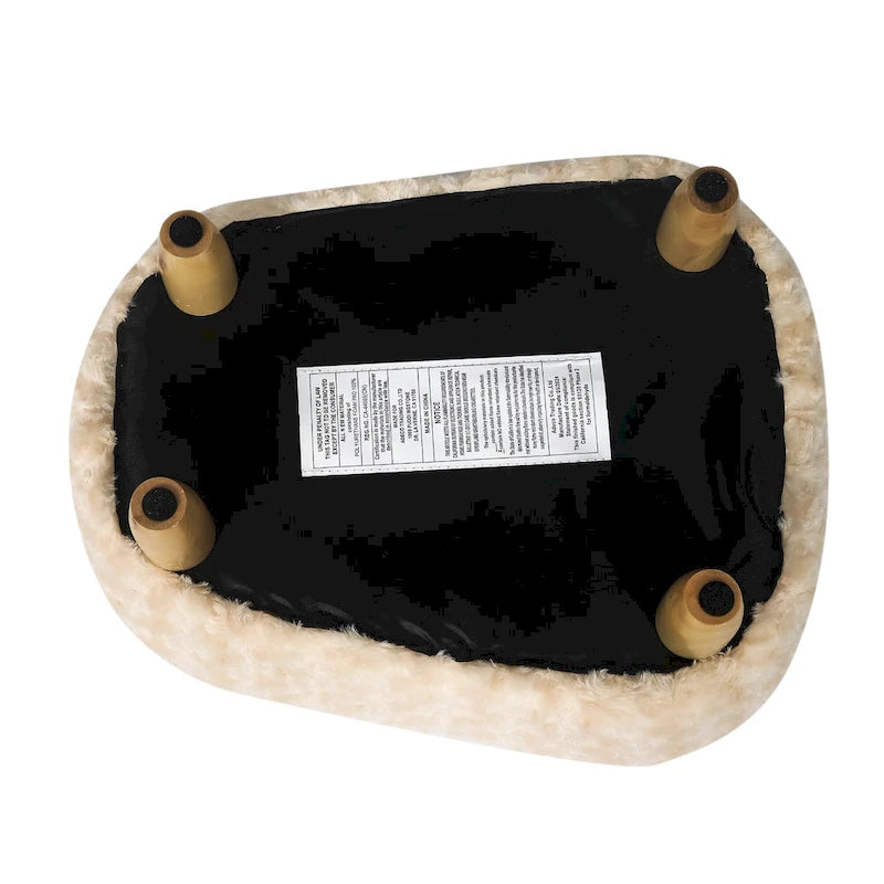 U-Shape Fabric Ottoman Footstool with Wood Legs