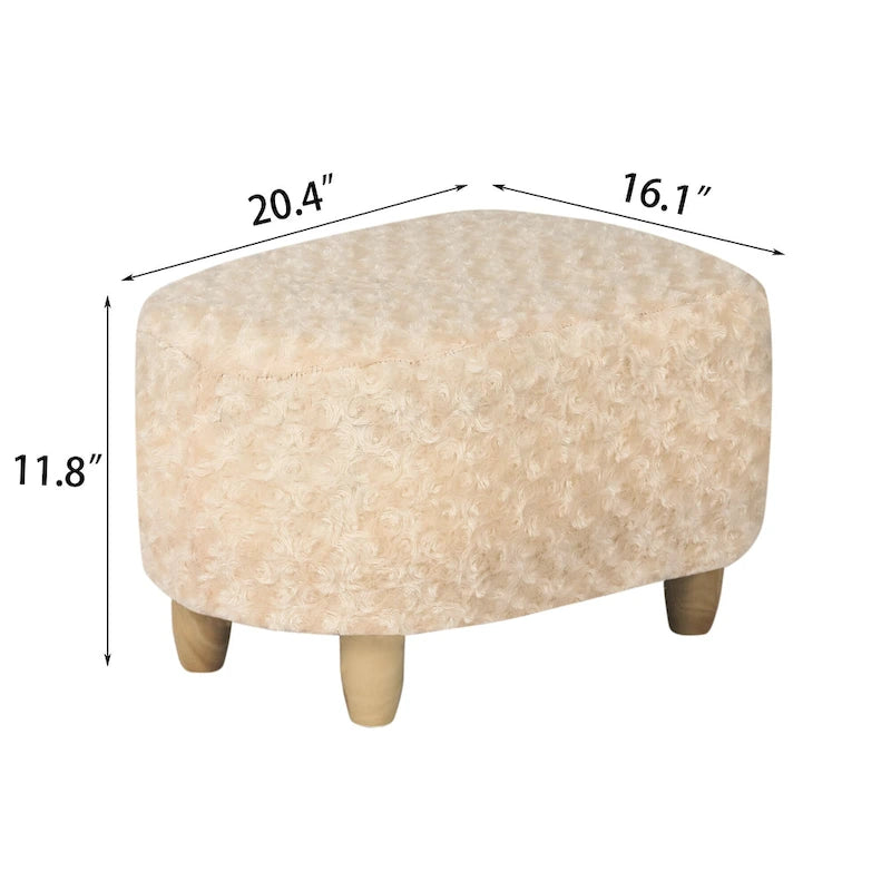 U-Shape Fabric Ottoman Footstool with Wood Legs