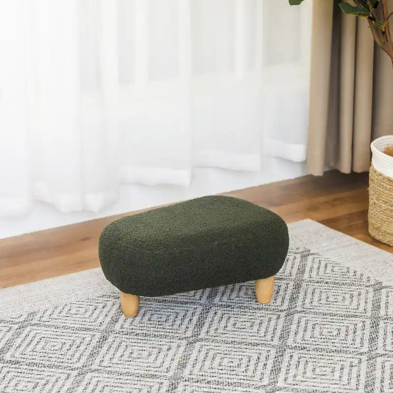 U-Shape Fabric Ottoman Footstool with Wood Legs