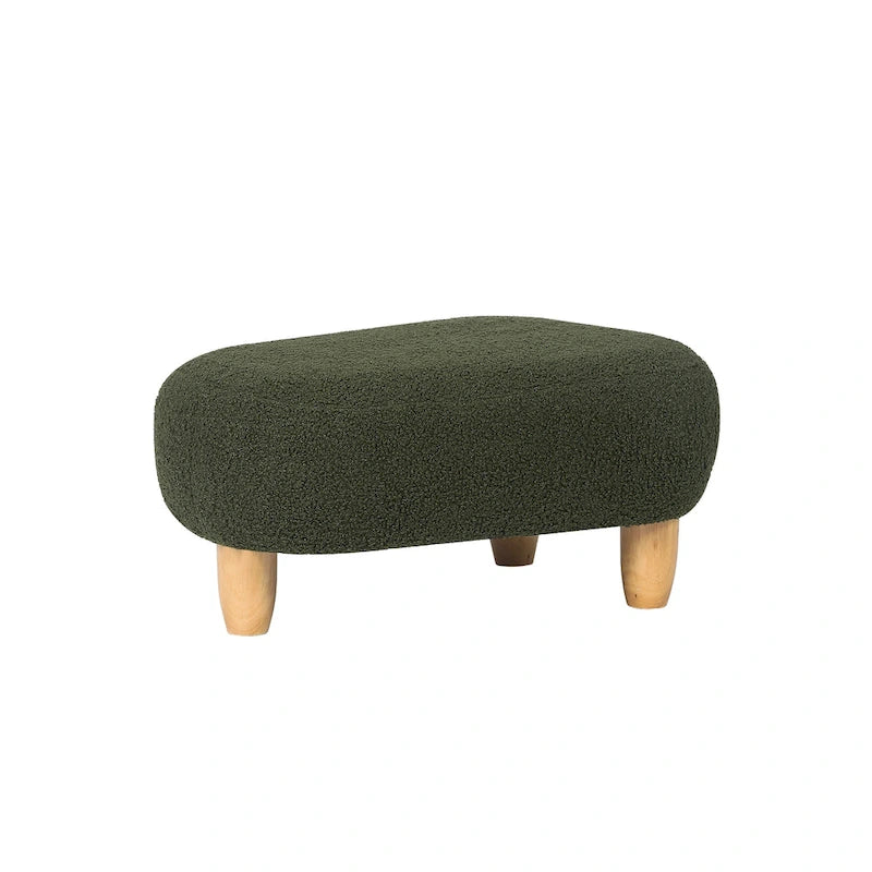 U-Shape Fabric Ottoman Footstool with Wood Legs