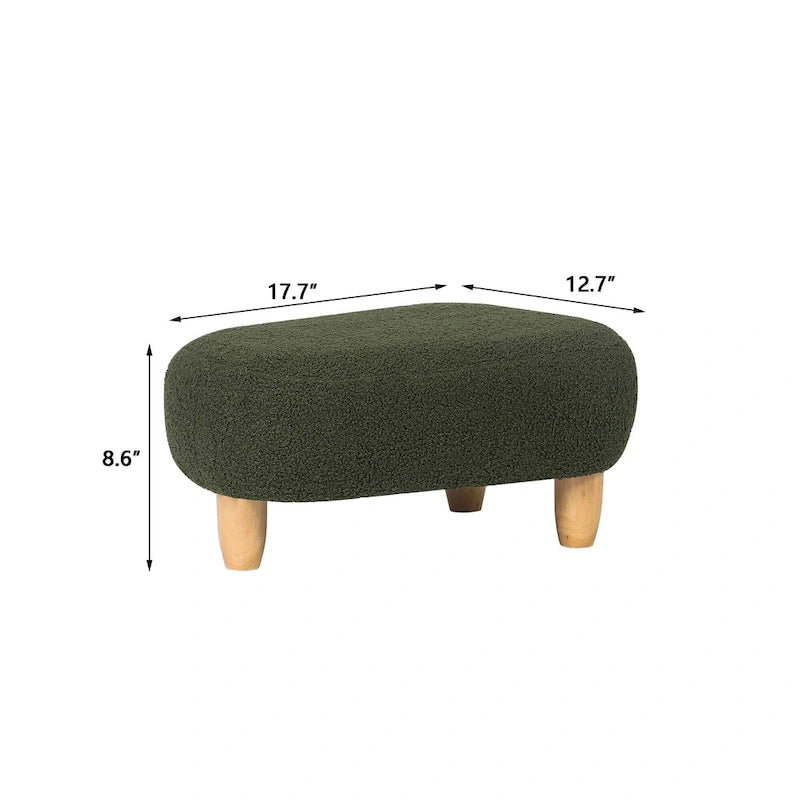 U-Shape Fabric Ottoman Footstool with Wood Legs