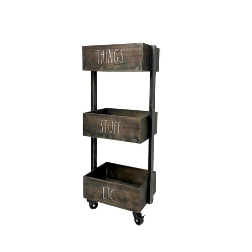 3-Tier Rolling Storage Cart with Metal Baskets & Locking Wheels