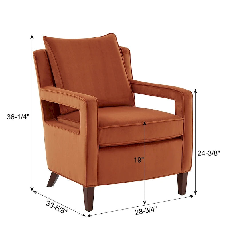 Modern Velvet Accent Armchair with Spring Foam Seat