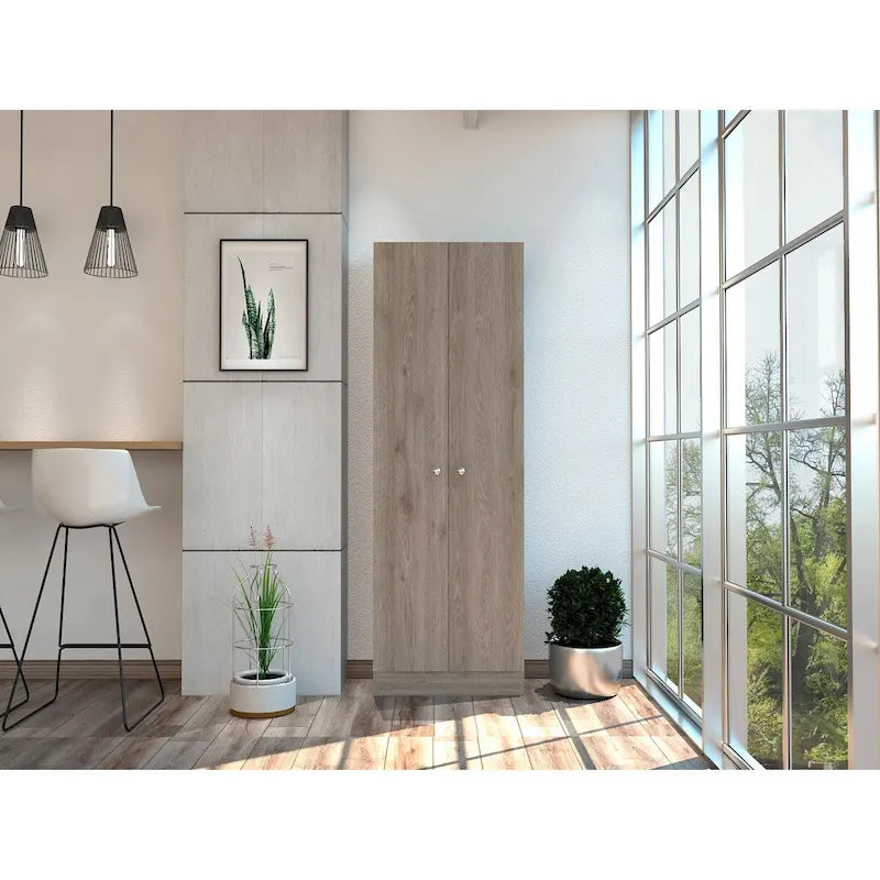 Tall Double Door Storage Cabinet with 5 Interior Shelves