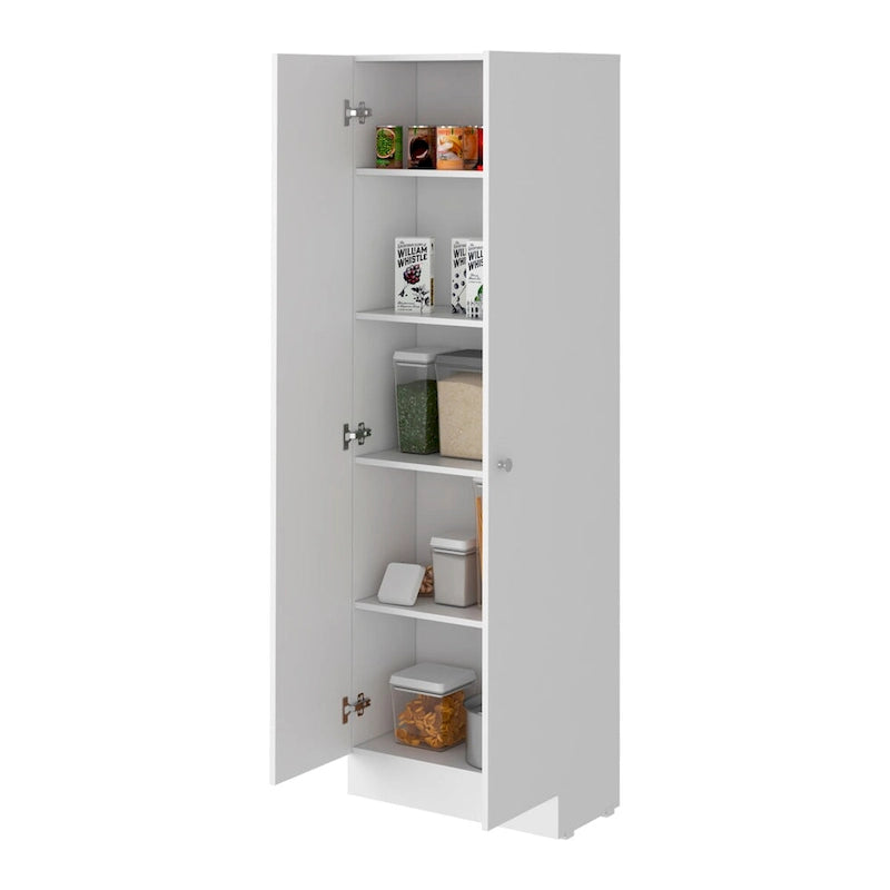 Armoire de rangement haute à double porte avec 5 étagères intérieures