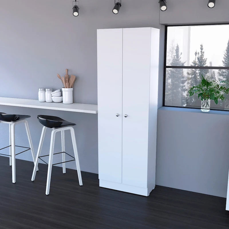 Tall Double Door Storage Cabinet with 5 Interior Shelves