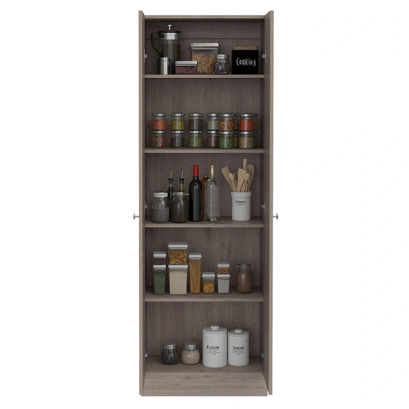 Armoire de rangement haute à double porte avec 5 étagères intérieures
