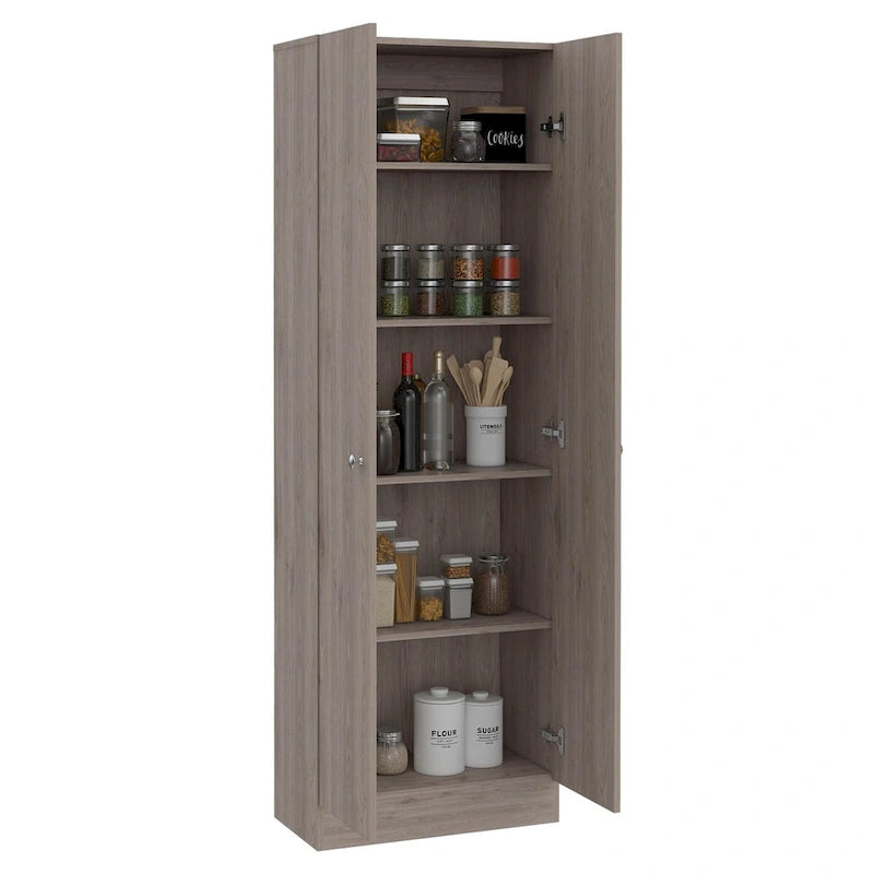 Armoire de rangement haute à double porte avec 5 étagères intérieures
